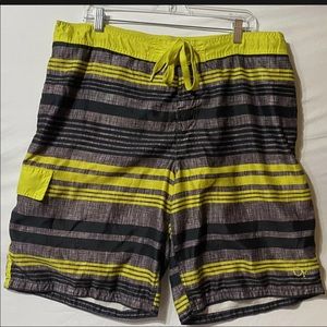 OP Mens Swim Trunks Full Mesh Lined Size Large 38W x 10L Yellow/Black